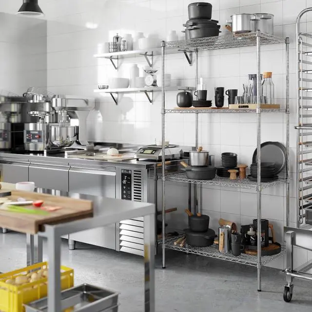 Alt view image 6 of 6 - 21" Deep x 36" Wide x 74" High 4 Tier Chrome Wire Shelving Kit | NSF Commercial Storage Rack Unit