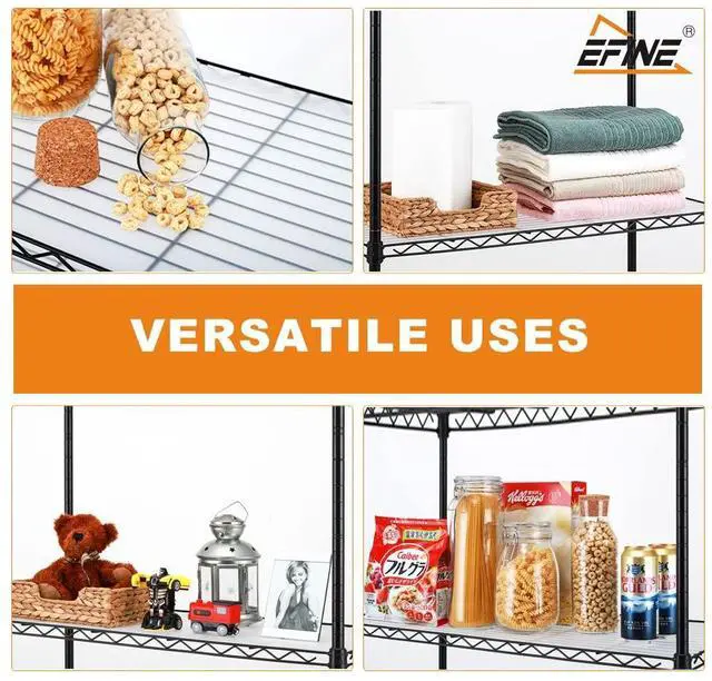 Alt view image 4 of 7 - Catalina Creations EFINE 5-Shelf Shelving Unit with Shelf Liners Set of 5, Adjustable Storage Rack, Steel Wire Shelves, Shelving Units and Storage for Kitchen and Garage (35.5W X 15.8D X 71H)