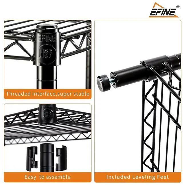 Alt view image 5 of 7 - Catalina Creations EFINE 5-Shelf Shelving Unit with Shelf Liners Set of 5, Adjustable Storage Rack, Steel Wire Shelves, Shelving Units and Storage for Kitchen and Garage (35.5W X 15.8D X 71H)