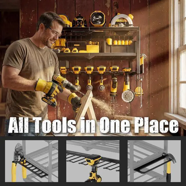 Alt view image 5 of 7 - 320lbs Power Tool Organizer Wall Mount with Charging Station Shelf
