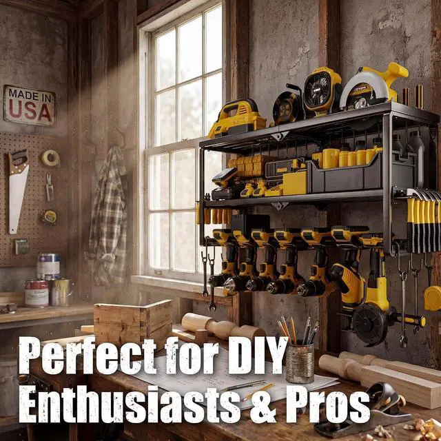 Alt view image 6 of 7 - 320lbs Power Tool Organizer Wall Mount with Charging Station Shelf