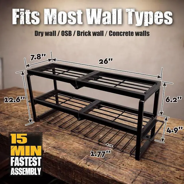 Alt view image 7 of 7 - 320lbs Power Tool Organizer Wall Mount with Charging Station Shelf