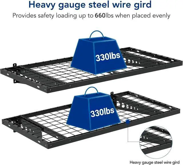 Alt view image 5 of 7 - FLEXIMOUNTS 2 Pack 2x4ft Garage Storage with 4 Hooks, Black