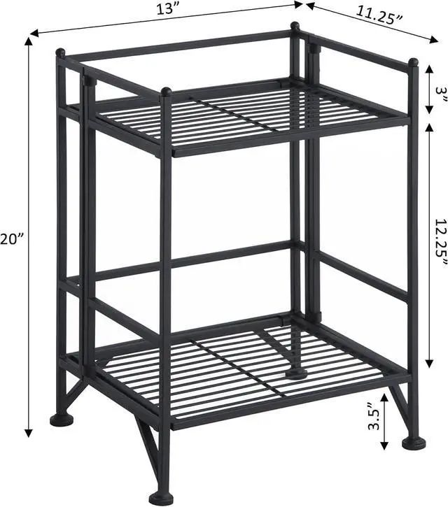 Alt view image 3 of 5 - Convenience Concepts Xtra Storage Shelves - 2-Tier Folding Metal Storage Shelves, Closet Organizer for Office, Laundry Room, Bedroom, Garage, Kitchen, Bathroom, Black
