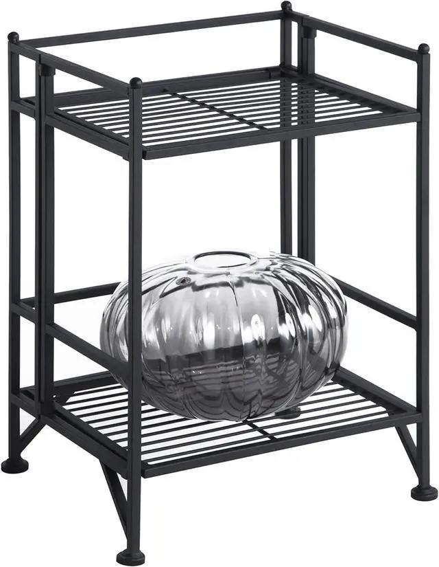 Alt view image 4 of 5 - Convenience Concepts Xtra Storage Shelves - 2-Tier Folding Metal Storage Shelves, Closet Organizer for Office, Laundry Room, Bedroom, Garage, Kitchen, Bathroom, Black