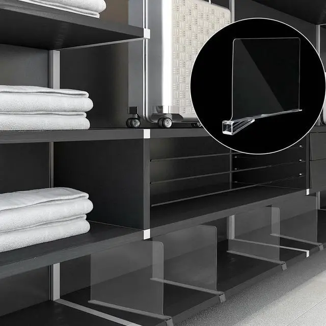 Alt view image 3 of 7 - Boao 8 Pcs Shelf Dividers for Closet Organization Acrylic Clear Shelf Divider Purse Organizer Handbag Separator Bookshelf Divider for Closet Bedroom Kitchen Office Cabinet Bathroom