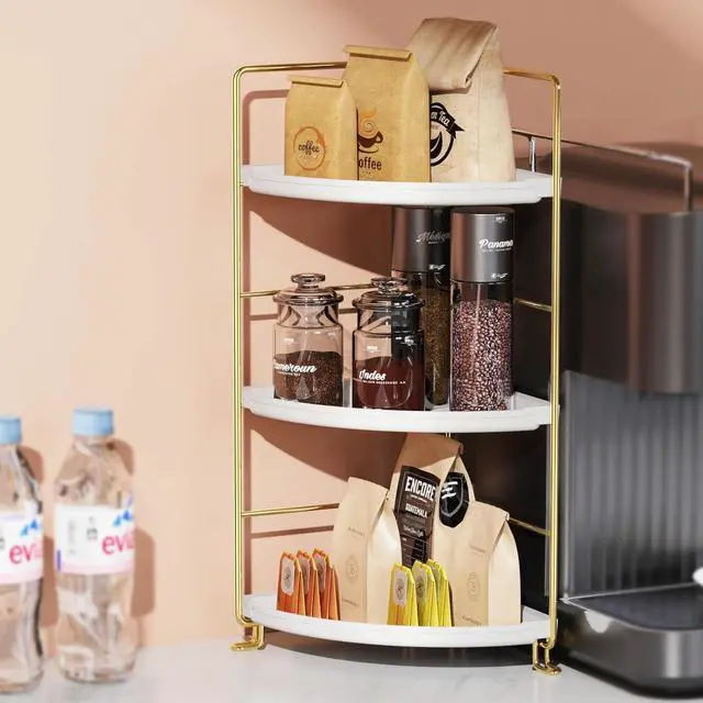 Alt view image 2 of 7 - 3-Tier Bathroom Organizer Countertop, Corner Bathroom Counter Organizer, Makeup for Vanity Skincare Organizers and Storage, Kitchen Counter Organizer Perfume Organizer (Gold)