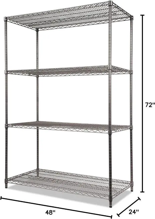 Alt view image 3 of 7 - Alera Wire Shelving Starter Kit, Four-Shelf, 48w x 24d x 72h, Black Anthracite