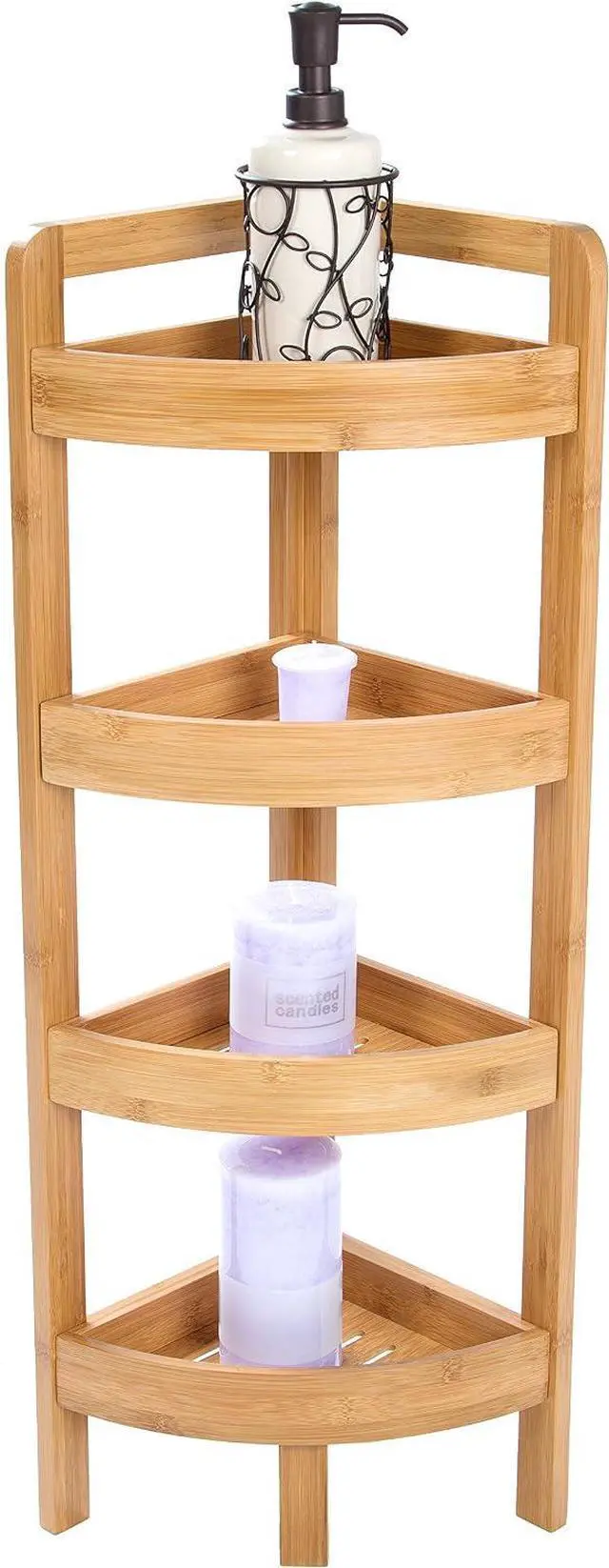 Alt view image 5 of 5 - 31.5" 4 Tier Bamboo Corner Storage Shelf By Trademark Innovations
