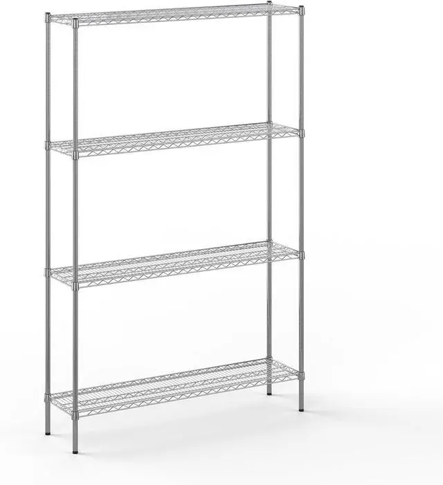 Alt view image 3 of 4 - 14" Deep x 54" Wide x 86" High 4 Tier Chrome Wire Shelving Kit | NSF Commercial Storage Rack Unit