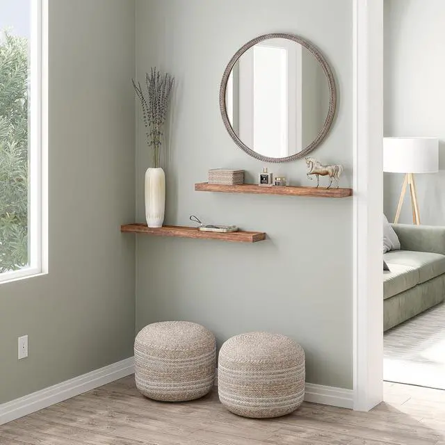Alt view image 3 of 7 - Ballucci Floating Shelves, 36" Wood Wall Shelf Set of 2, with Invisible Brackets for Bathroom, Living Room, Bedroom, Kitchen, Nursery, 6" Deep, Rustic Brown