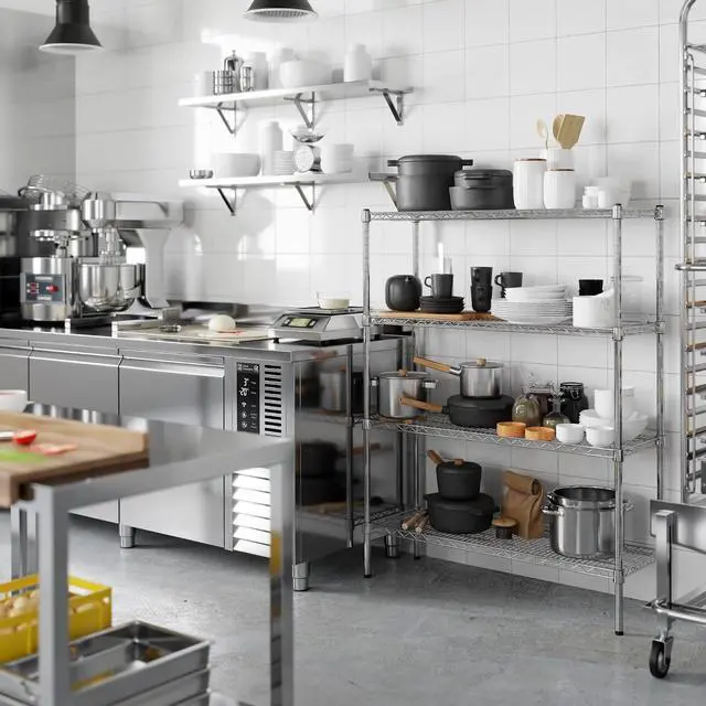 Main image of 14" Deep x 42" Wide x 54" High 4 Tier Chrome Wire Shelving Kit | NSF Commercial Storage Rack Unit