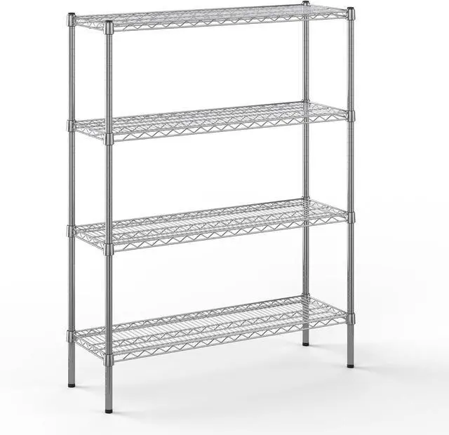 Alt view image 3 of 7 - 14" Deep x 42" Wide x 54" High 4 Tier Chrome Wire Shelving Kit | NSF Commercial Storage Rack Unit