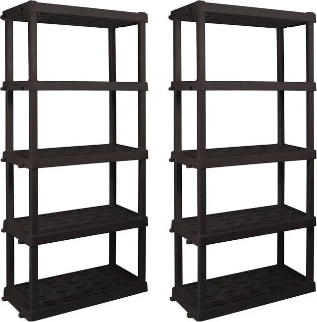 Alt view image 6 of 7 - Koolatron Oskar Small Interlocking Shelving Unit, 5-Tier, Tool-Free Assembly, Heavy Duty Storage Shelf Multipurpose Home Organization System for Garage, Basement, Workshop, Utility Shed, White