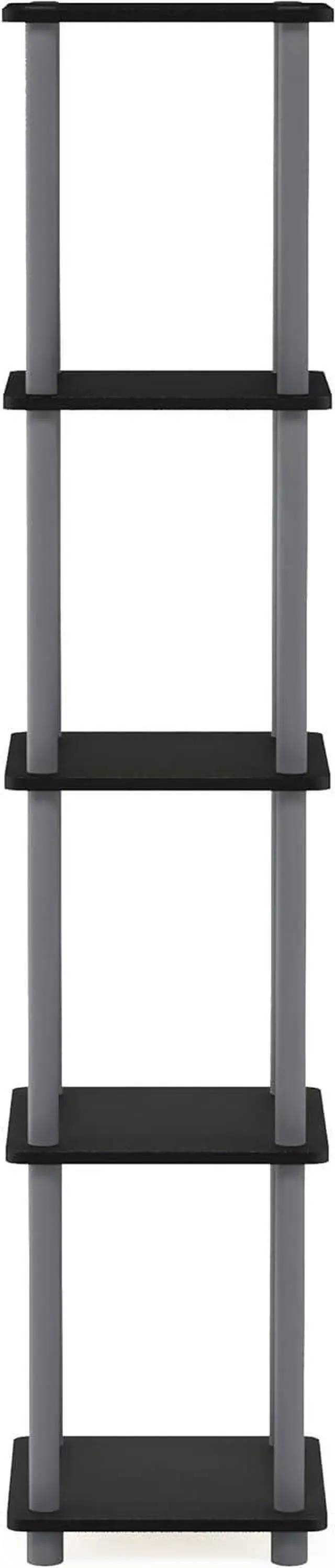 Alt view image 4 of 5 - FURINNO Turn-N-Tube 5-Tier Corner Square Rack Display Shelf, Round, Black/Grey