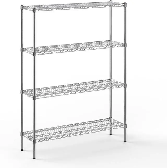 Alt view image 3 of 4 - 14" Deep x 48" Wide x 64" High 4 Tier Chrome Wire Shelving Kit | NSF Commercial Storage Rack Unit