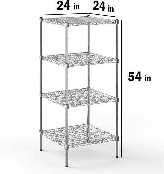 Alt view image 2 of 7 - 24" Deep x 24" Wide x 54" High 4 Tier Chrome Wire Shelving Kit | NSF Commercial Storage Rack Unit