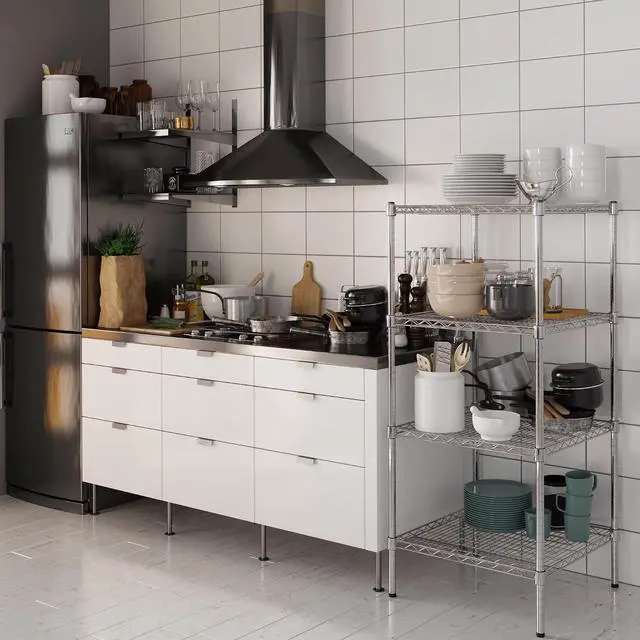Alt view image 4 of 7 - 24" Deep x 24" Wide x 54" High 4 Tier Chrome Wire Shelving Kit | NSF Commercial Storage Rack Unit