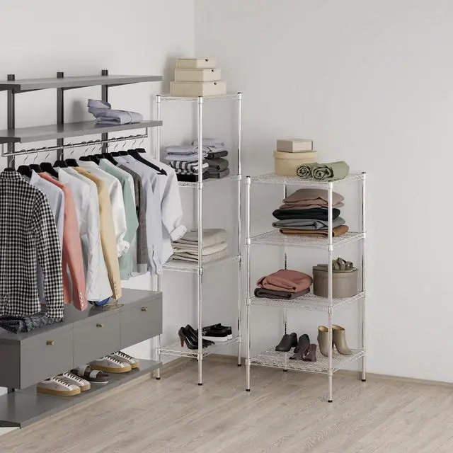 Alt view image 6 of 7 - 24" Deep x 24" Wide x 54" High 4 Tier Chrome Wire Shelving Kit | NSF Commercial Storage Rack Unit