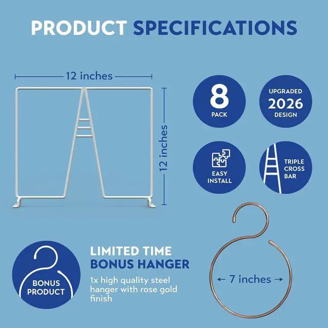 Alt view image 3 of 7 - White Wire Shelf Dividers for Closet Organization 12-Pack - Sturdy and Easy Set-Up Closet Shelf Dividers with Bonus Rose Gold Hanger - 12 inches x 12 inches