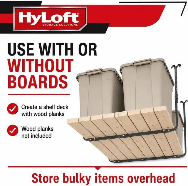 Alt view image 7 of 7 - HyLoft Adjustable Garage Ceiling Mount Storage Rack Kit, Ceiling Shelving Mounts, 34 in. x 26 in., 80844-10, Hammertone