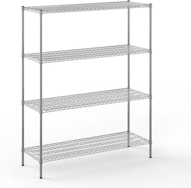 Alt view image 3 of 7 - 21" Deep x 60" Wide x 74" High 4 Tier Chrome Wire Shelving Kit | NSF Commercial Storage Rack Unit