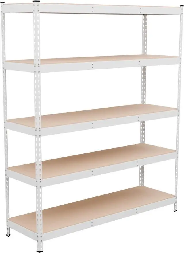 Main image of MonsterRax Modular 5-Tier Steel Garage Shelving Rack, White (18x60x72)