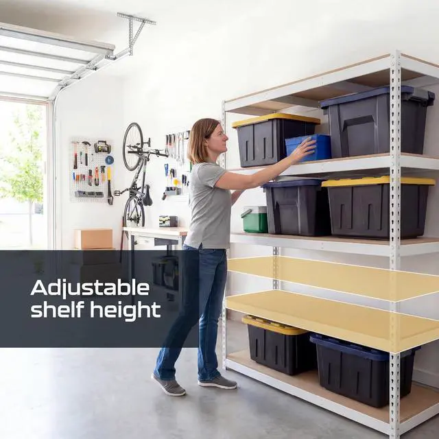 Alt view image 5 of 6 - MonsterRax Modular 5-Tier Steel Garage Shelving Rack, White (18x60x72)