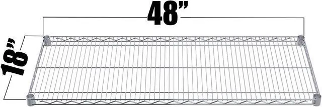 Alt view image 2 of 5 - Chrome Wire Shelving |Pack of 2 Shelves| Heavy Duty NSF Storage Shelves (18''W x 48''L)