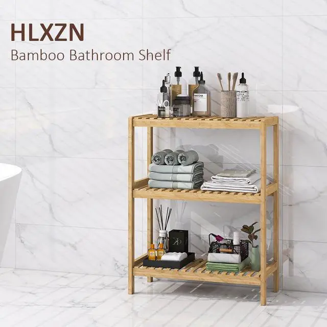 Alt view image 3 of 7 - 3-Tier Bamboo Freestanding Shelf Multi-use Small Bookshelf Bookcase