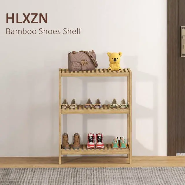 Alt view image 7 of 7 - 3-Tier Bamboo Freestanding Shelf Multi-use Small Bookshelf Bookcase