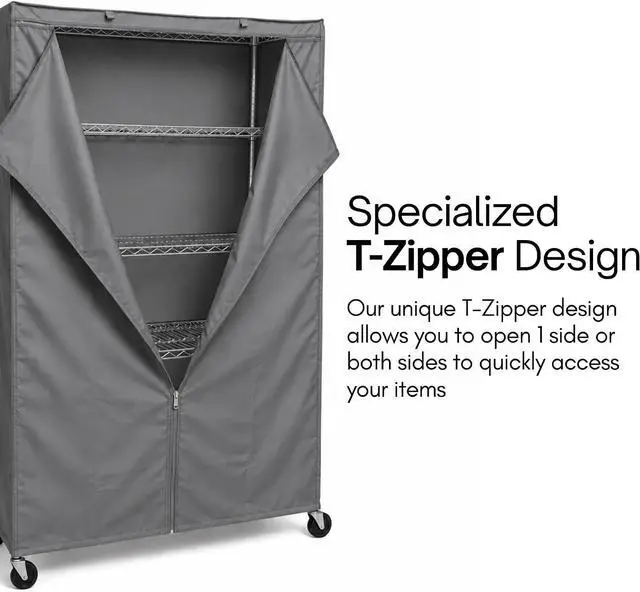 Alt view image 3 of 7 - Formosa Covers Premium Wire Shelf Cover - Perfect Fit for Wire Shelving - Versatile Shelf Covers Protects & Organize - Ideal for Outdoor Storage Shelf - Wire Rack Cover - 48Wx18Dx72H Inches - Grey