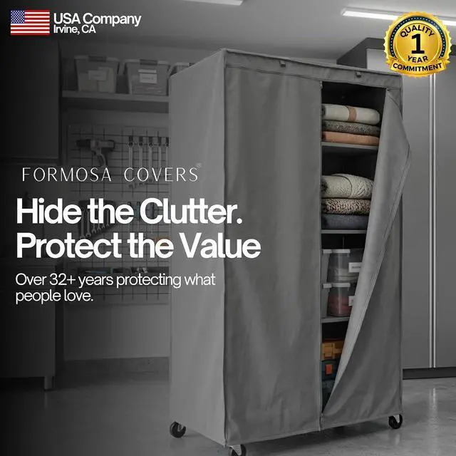 Alt view image 6 of 7 - Formosa Covers Premium Wire Shelf Cover - Perfect Fit for Wire Shelving - Versatile Shelf Covers Protects & Organize - Ideal for Outdoor Storage Shelf - Wire Rack Cover - 48Wx18Dx72H Inches - Grey