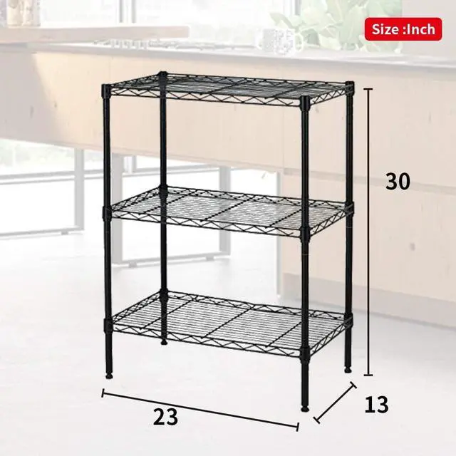 Alt view image 2 of 7 - BestOffice 3 Wire Shelving Unit Garage NSF Wire Shelf Metal Large Storage Shelves Heavy Duty Height Adjustable Commercial Grade Steel Layer Shelf Rack Organizer for Kitchen Bathroom Bedroom-13x23x30