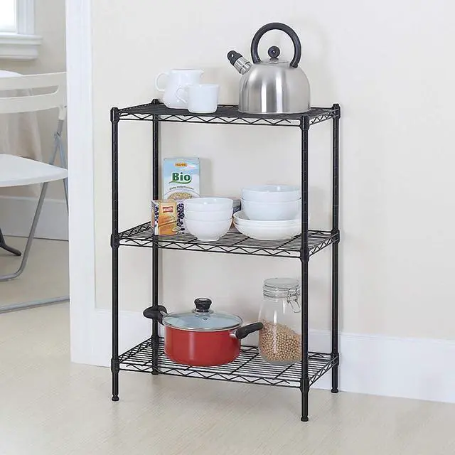 Alt view image 4 of 7 - BestOffice 3 Wire Shelving Unit Garage NSF Wire Shelf Metal Large Storage Shelves Heavy Duty Height Adjustable Commercial Grade Steel Layer Shelf Rack Organizer for Kitchen Bathroom Bedroom-13x23x30