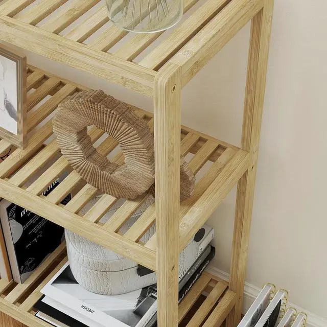 Alt view image 6 of 7 - Bamboo Shelf Bathroom 3-Tier Storage Shelves Stand Rack Multifunctional Shelving for Bedroom Kitchen Living Room