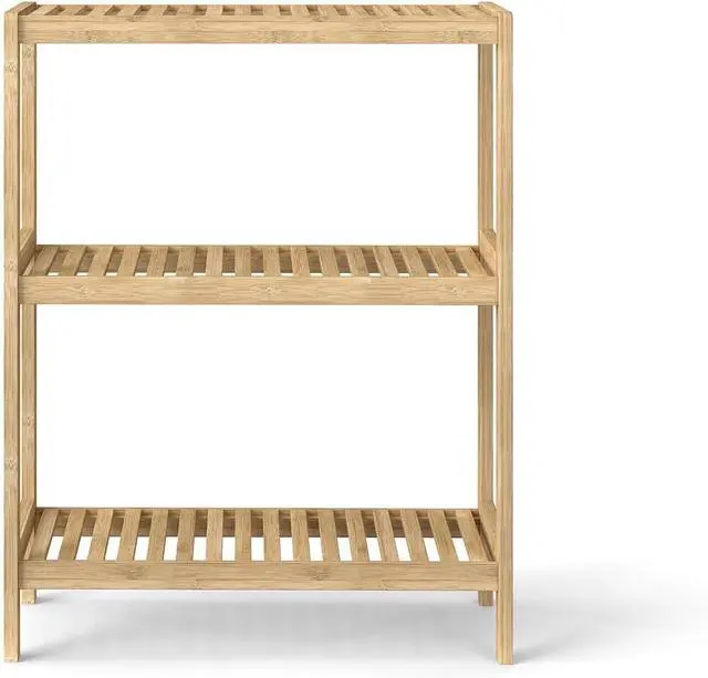 Alt view image 7 of 7 - Bamboo Shelf Bathroom 3-Tier Storage Shelves Stand Rack Multifunctional Shelving for Bedroom Kitchen Living Room