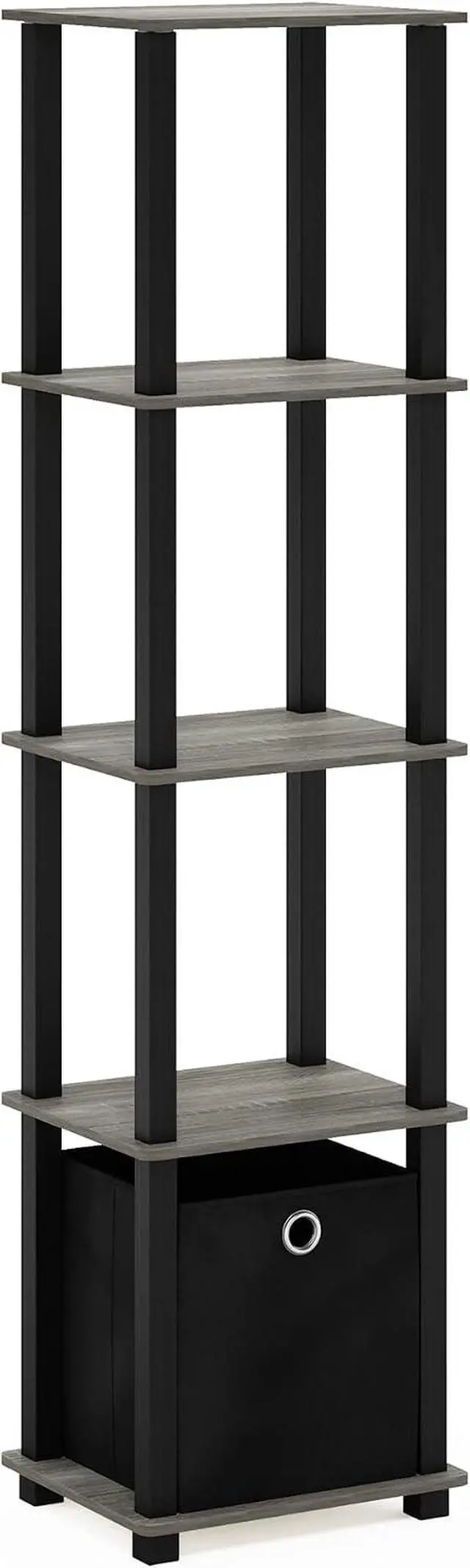 Alt view image 6 of 7 - FURINNO TNT No Tools 5-Tier Display Decorative Shelf, French Oak Grey/Black/Black