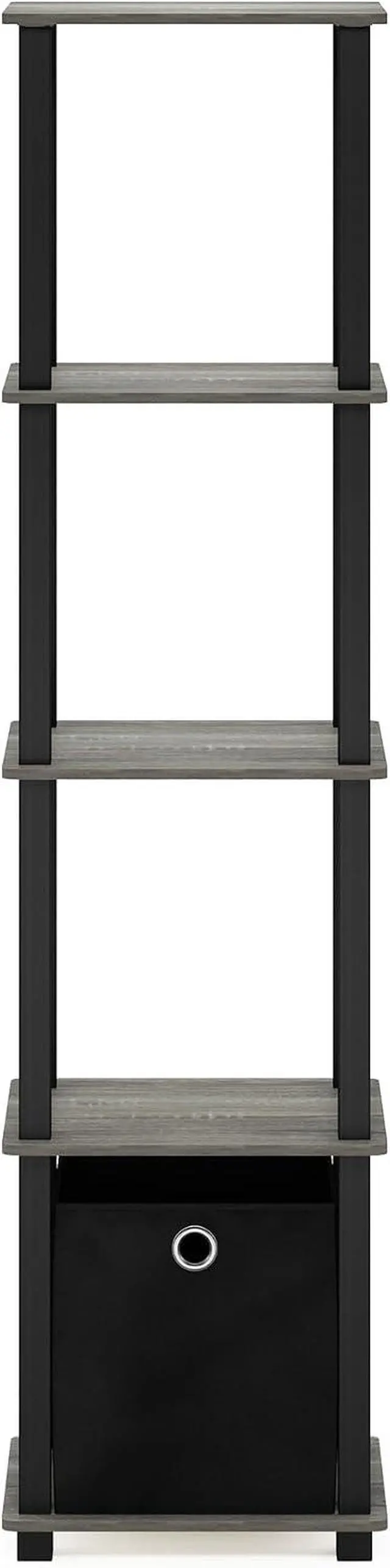 Alt view image 7 of 7 - FURINNO TNT No Tools 5-Tier Display Decorative Shelf, French Oak Grey/Black/Black