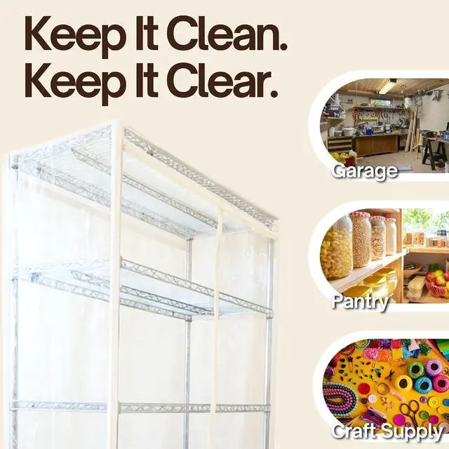 Alt view image 5 of 7 - Formosa Covers Premium All Clear Wire Shelf Cover - Heavy-Duty Storage Solution for Wire Shelving Rack (36Wx18Dx72H) - Waterproof PVC, Multi Zipper - Keep Your Space Clean and Organized