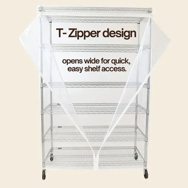 Alt view image 6 of 7 - Formosa Covers Premium All Clear Wire Shelf Cover - Heavy-Duty Storage Solution for Wire Shelving Rack (36Wx18Dx72H) - Waterproof PVC, Multi Zipper - Keep Your Space Clean and Organized