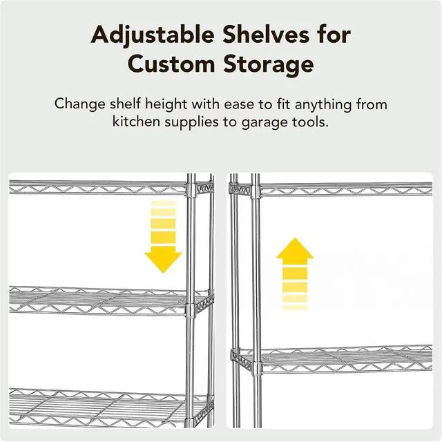 Alt view image 6 of 7 - Displays By Jack 5 Tier Heavy Duty Wire Shelving Unit Storage Rack for Products Plant Pantry, Garage, Laundry Racks Durable Shelf Organizer Shelves Stand 14" W x 30" L x 60" H, Chrome