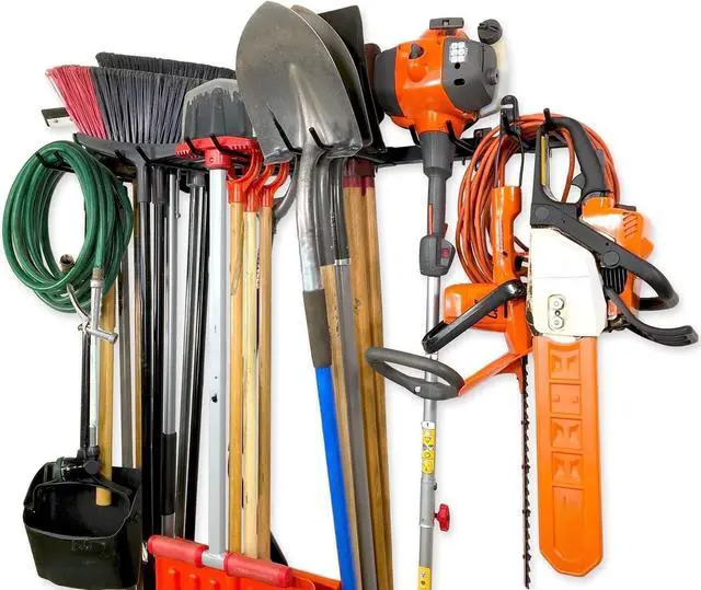 Alt view image 6 of 7 - StoreYourBoard Tool Storage Rack Heavy Duty Garage Tool Organizer Wall Mount for Garden Tools, Rakes, Shovels, Garage Hooks, Steel Gear Hanger Holds 300 lbs