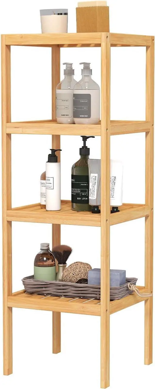 Main image of kinbor Bamboo Bathroom Storage Shelf Freestanding, 4 Tier Shelving