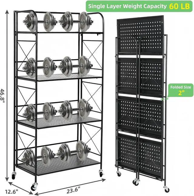 Alt view image 3 of 6 - Minimalist Foldable 4-Tier Metal Bookshelf with Guardrails