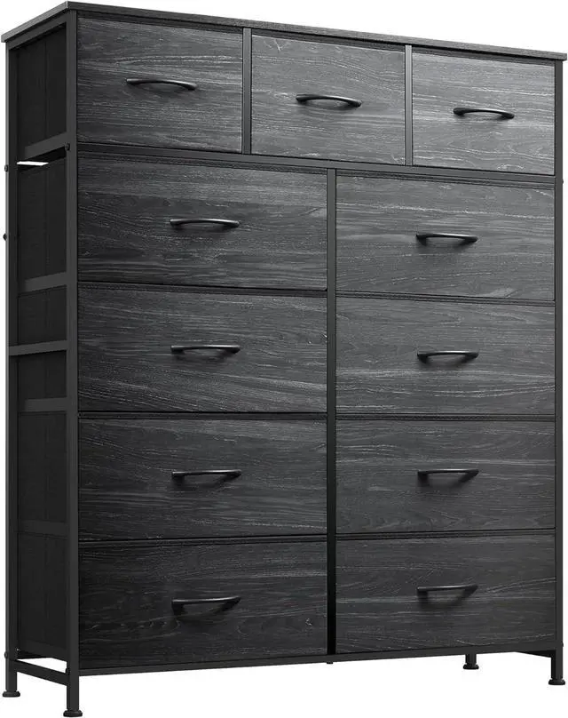 Main image of WLIVE Tall Dresser for Bedroom, 11 Drawer Fabric Dresser, Black Wood Grain
