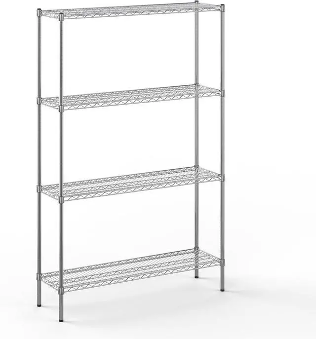 Alt view image 3 of 7 - 14" Deep x 48" Wide x 74" High 4 Tier Chrome Wire Shelving Kit | NSF Commercial Storage Rack Unit