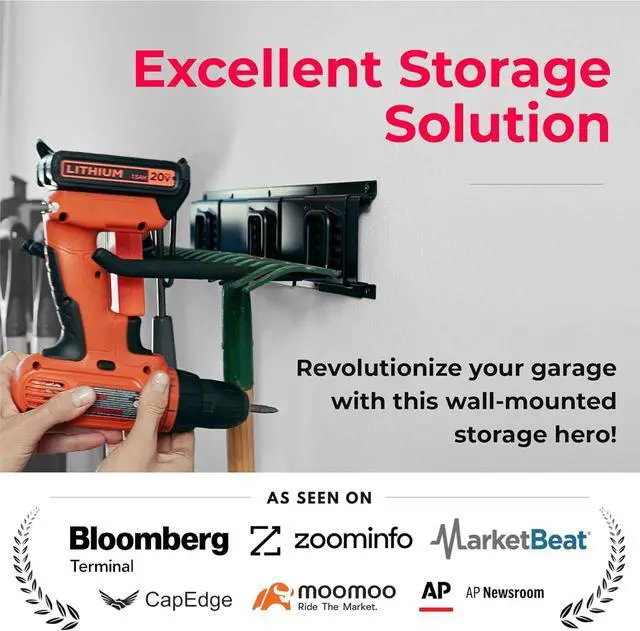 Alt view image 2 of 7 - TIDYME Garage Tool Organizer Wall Mount, 32", 2 Racks 4 Hooks, 200 lbs