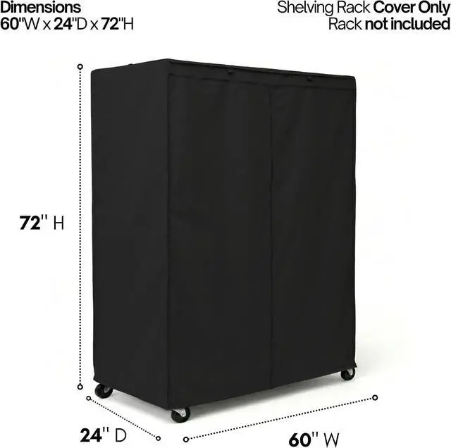 Alt view image 2 of 7 - Storage Shelving Unit Cover in Black Color (Multiple Sizes) (60" Wx24 Dx72 H)