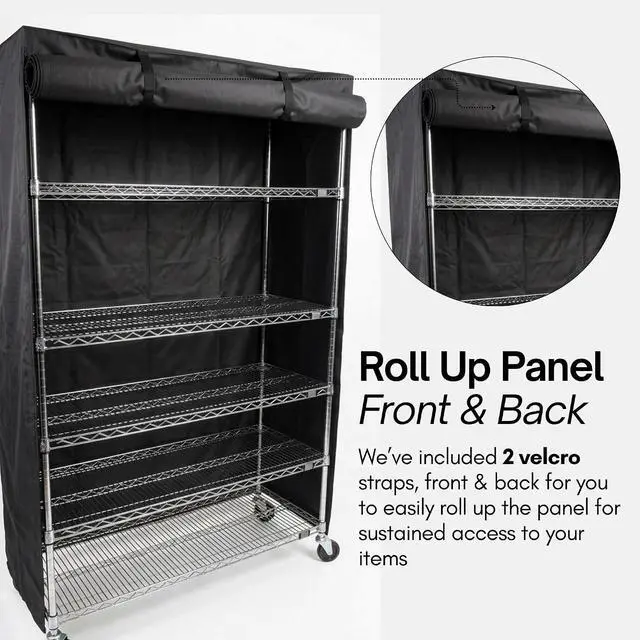 Alt view image 4 of 7 - Storage Shelving Unit Cover in Black Color (Multiple Sizes) (60" Wx24 Dx72 H)
